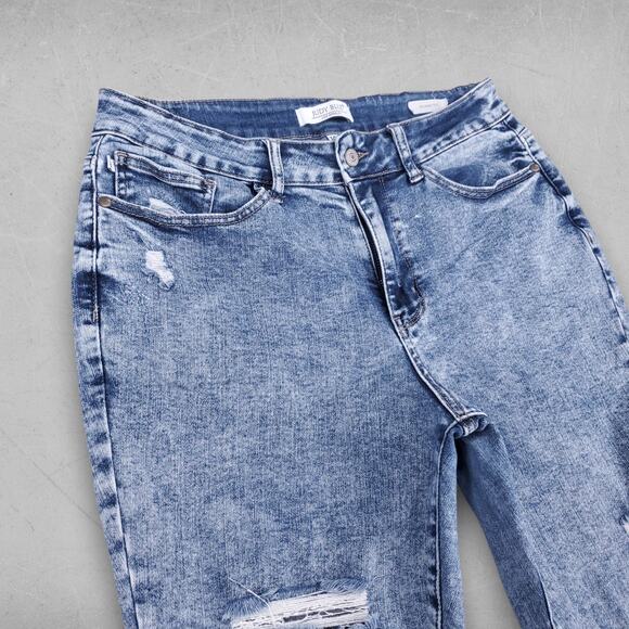 Judy Blue Jeans Women 14W Acid Wash Skinny Fit Ankle Distressed Retro Grunge - Picture 3 of 11